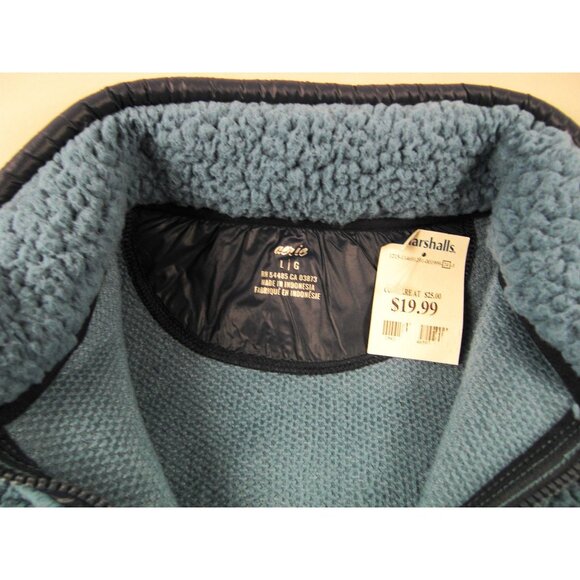 Blue Men's Fleece Half Zip Pullover Sweatshirt Size Large Side Pockets - Picture 3 of 6